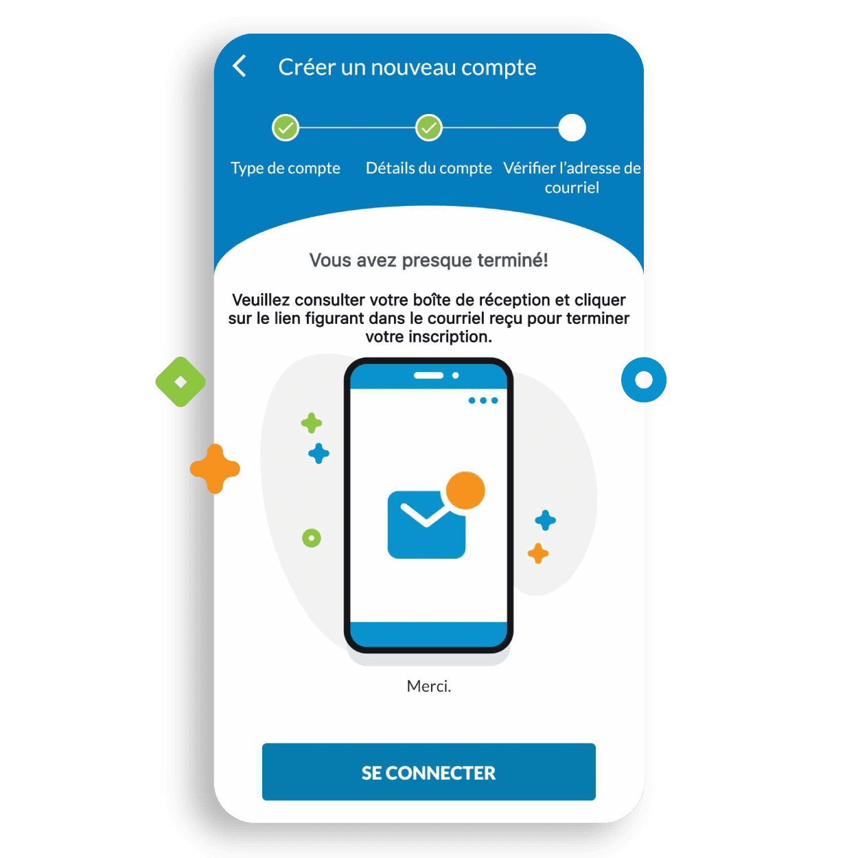 Image montrant la page « Créer un compte » sur un téléphone cellulaire